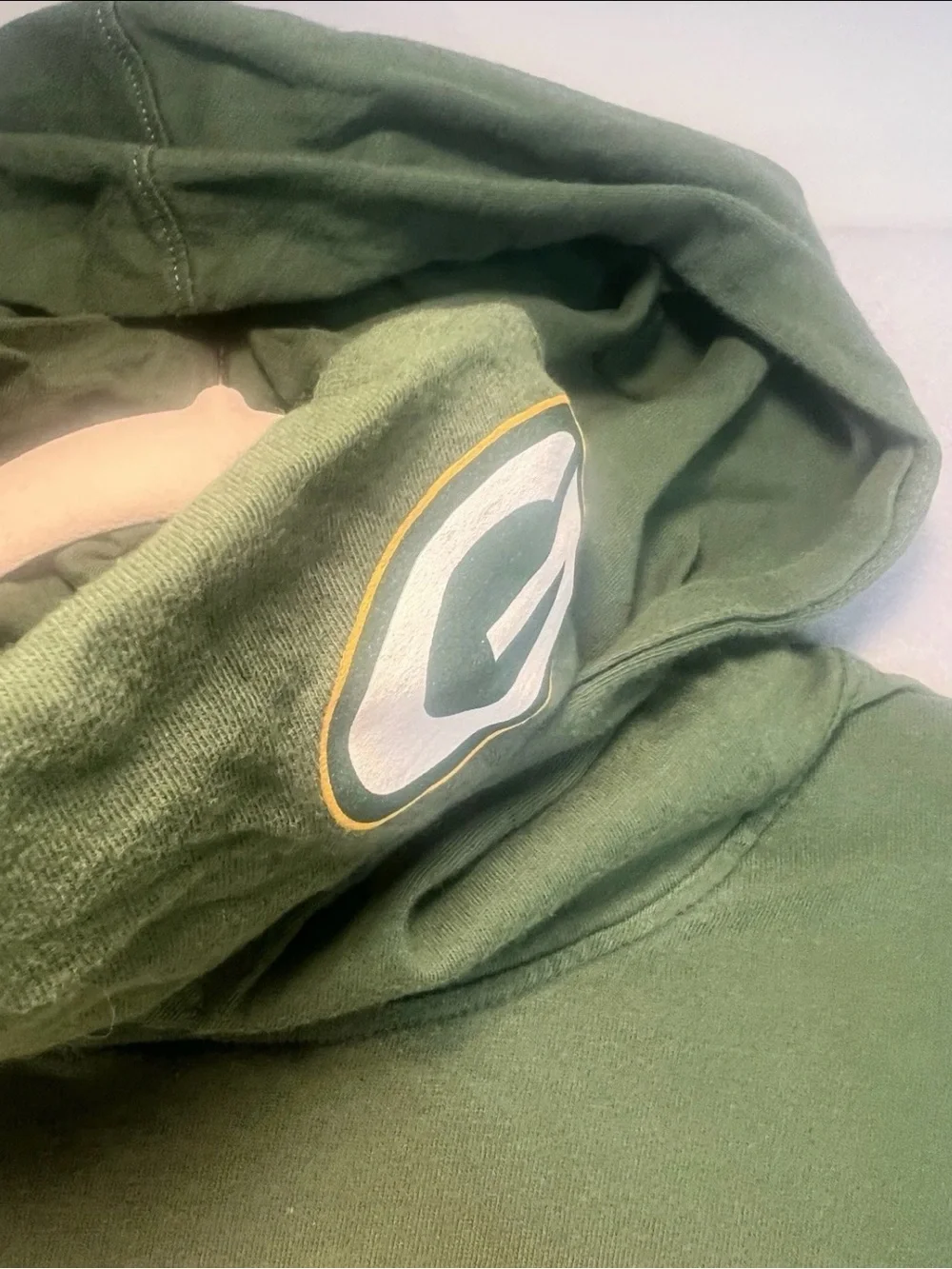Boys NFL Green Day Packers Long Sleeve T Shirt Hoodie w/ Funnel Neck XL 18/20